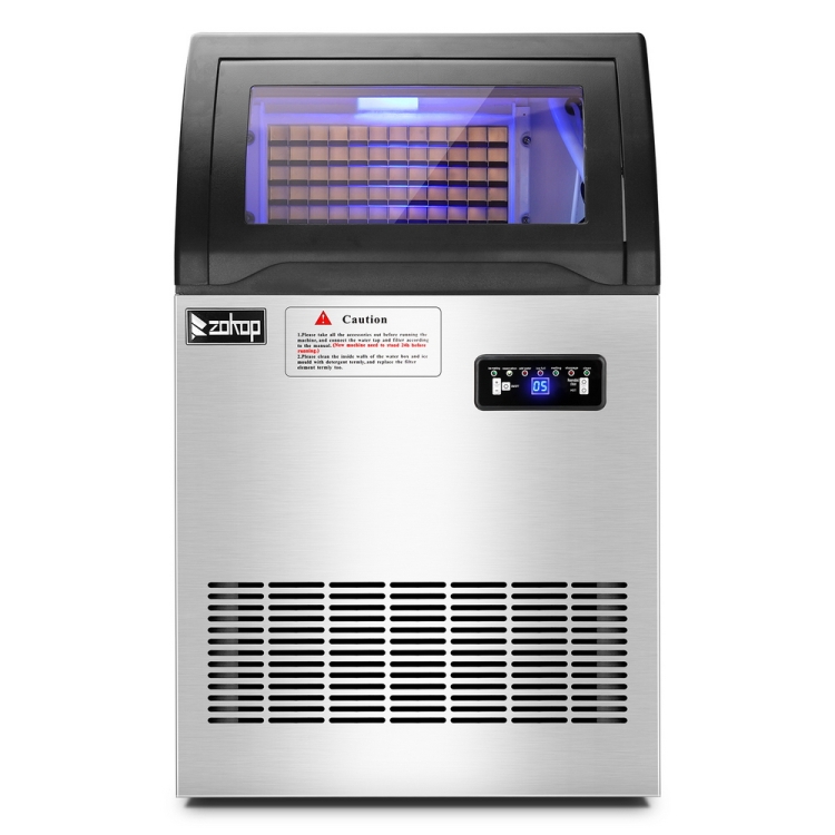 

[US Warehouse] Stainless Steel Freestanding Ice Maker Cube Machine,Size: 48x41x79.5cm