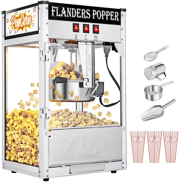 

[US Warehouse] 120V-60Hz 850W 8oz Single Door Large Capacity Retro Popcorn Machine, Size: 43.6x37x58.8cm