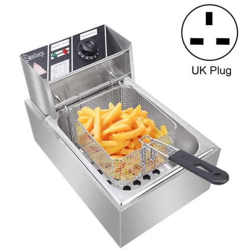 

[UK Warehouse] ZOKOP EH81 2500W 220-240V 6L Desktop Stainless Steel Single Cylinder Electric Fryer Fried Chicken Legs French Fries Machine with Basket, UK Plug