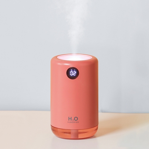 

D21 500ML Time Display Air Humidifier Night Light Ultrasonic Mist Sprayer Air Purifier (Coral Red)