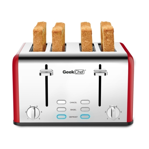 

[US Warehouse] Geek Chef 1650W 120V Stainless Steel Extra-Wide Slot Toaste with Dual Control Panel & Bagel/Defrost/Cancel Function & 6 Shade Settings for Baking Bread & Detachable Crumb Tray, US Plug