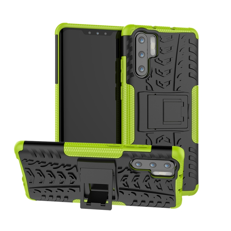 

Tire Texture TPU+PC Shockproof Case for Huawei P30 Pro, with Holder (Green)