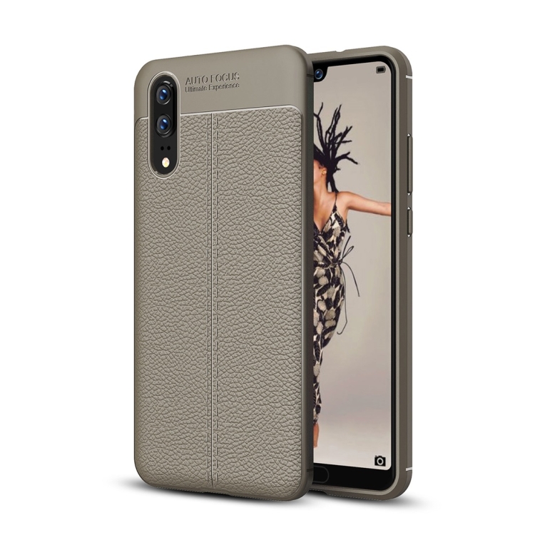 

For Huawei P20 Litchi Texture Soft TPU Protective Back Cover Case(Grey)