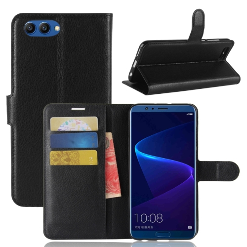 

For Huawei Honor View 10 Litchi Texture Horizontal Flip Leather Case with Holder & Card Slots & Wallet(Black)