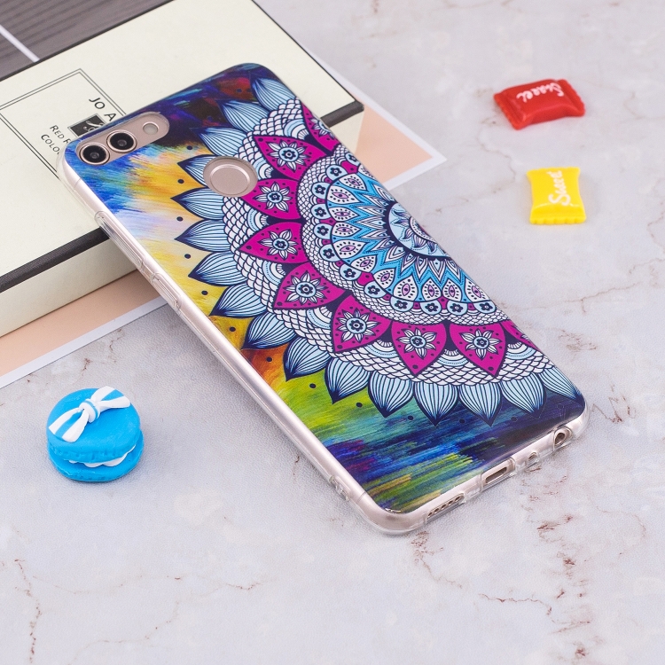 

For Huawei Enjoy 7S / P Smart Noctilucent Half Flower Pattern TPU Soft Case