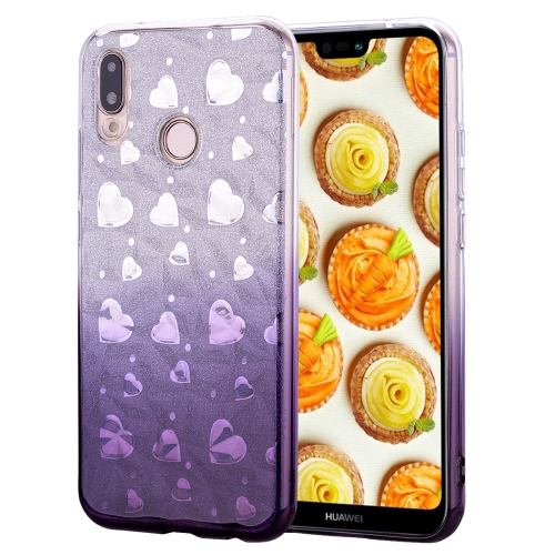 

Heart Pattern Diamond Texture TPU Protector Back Cover Case for Huawei P20 Lite (Grey)