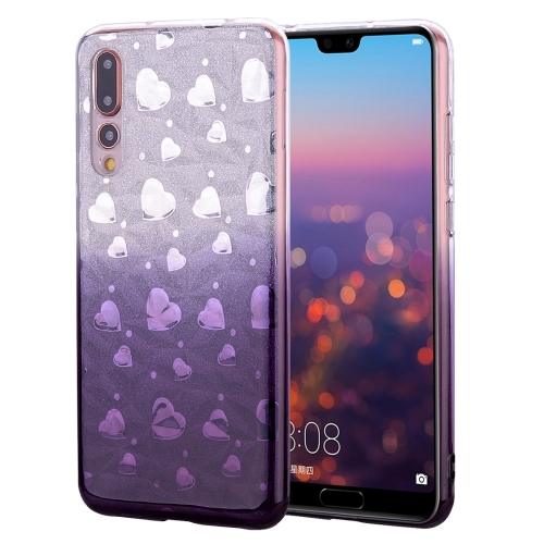 

Heart Pattern Diamond Texture TPU Protector Back Cover Case for Huawei P20 Pro (Grey)