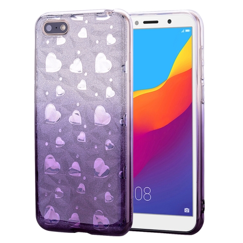 

Heart Pattern Diamond Texture TPU Protector Back Cover Case for Huawei Y5 Prime (2018) (Grey)