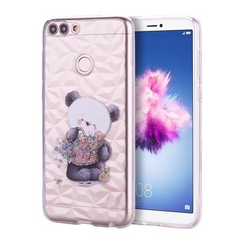 

Bear Pattern Diamond Texture TPU Protector Back Cover Case for Huawei P smart (Enjoy 7S)