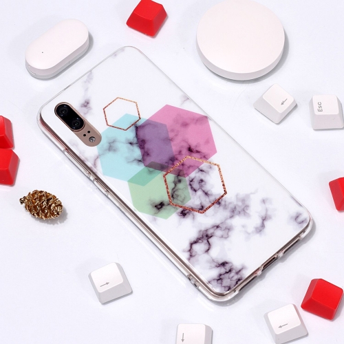 

Marble Pattern TPU Soft Protective Case For Huawei P20(Hexagon)