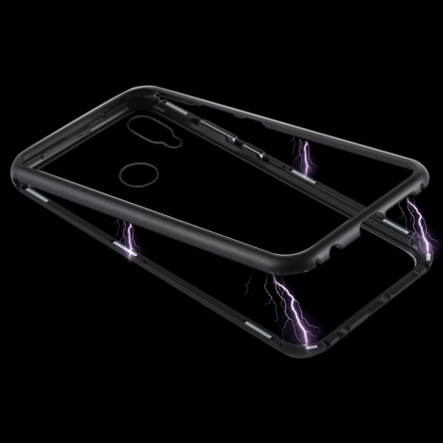 

Magnetic Metal Frame Tempered Glass Case for Huawei P20 Lite / Nova 3e(Black)