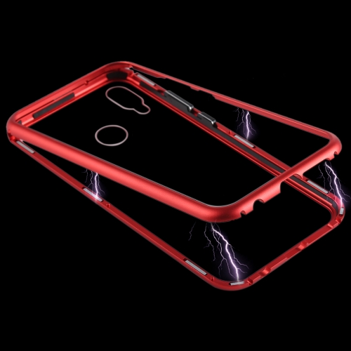 

Magnetic Metal Frame Tempered Glass Case for Huawei P20 Lite / Nova 3e(Red)