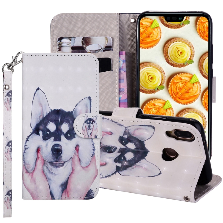 

Husky Pattern Colored Drawing Horizontal Flip Leather Case for Huawei P20 Lite, with Holder & Card Slots & Wallet & Lanyard