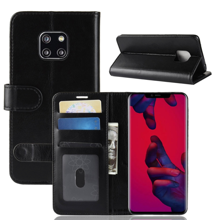 

Retro Crazy Horse Texture Horizontal Flip Leather Case for Huawei Mate 20 Pro, with Holder & Card Slots & Wallet(Black)