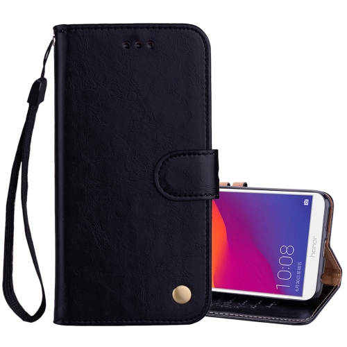 

Business Style Oil Wax Texture Horizontal Flip Leather Case for Huawei Honor 7C / Enjoy 8 / Y7 (2018) / Y7 Prime (2018) / Nova 2 Lite, with Holder & Card Slots & Wallet(Black)