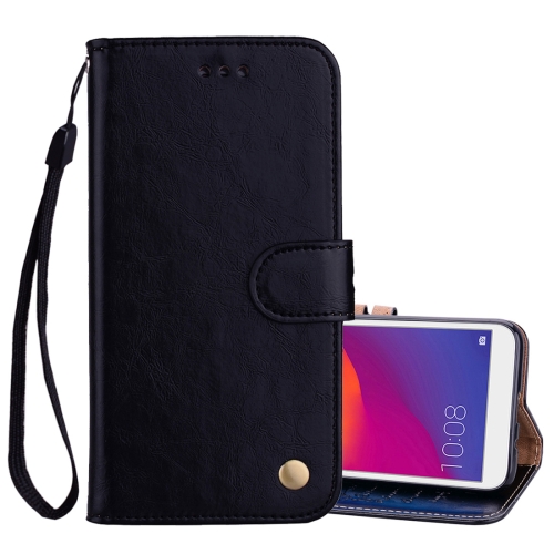 

Business Style Oil Wax Texture Horizontal Flip Leather Case for Huawei Y5 (2018) / Y5 Prime (2018) / Honor 7A (Russian Version), with Holder & Card Slots & Wallet(Black)