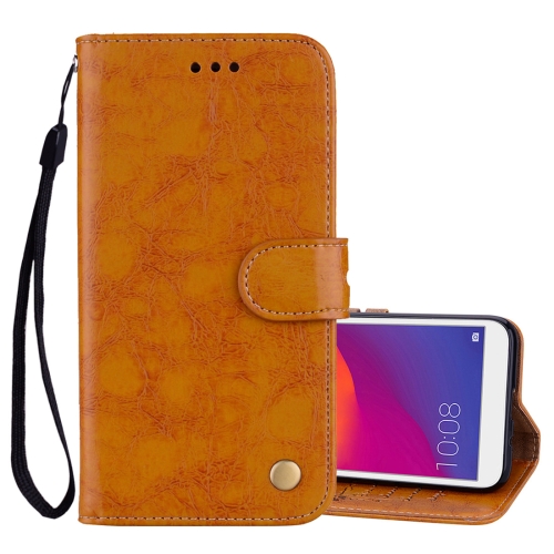 

Business Style Oil Wax Texture Horizontal Flip Leather Case for Huawei Y5 (2018) / Y5 Prime (2018) / Honor 7A (Russian Version), with Holder & Card Slots & Wallet(Brown)