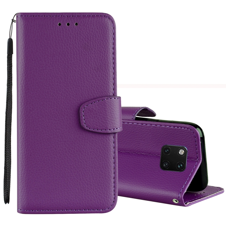 

Litchi Texture Horizontal Flip Leather Case for Huawei Mate 20 Pro , with Holder & Card Slots & Wallet & Lanyard (Purple)
