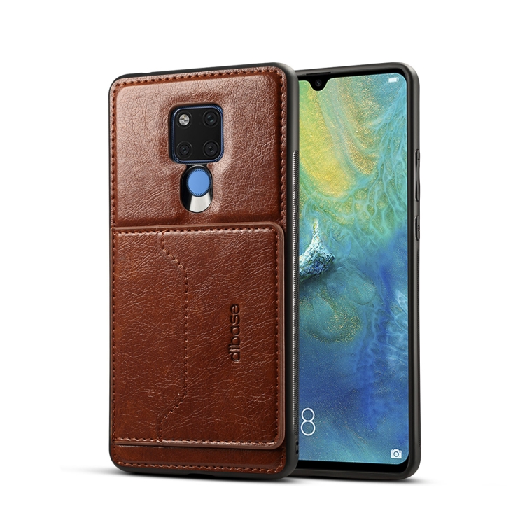 

Dibase TPU + PC + PU Crazy Horse Texture Protective Case for Huawei Mate 20 X, with Holder & Card Slots (Coffee)