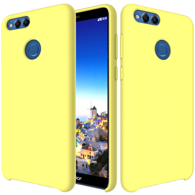 

Solid Color Liquid Silicone Dropproof Protective Case for Huawei Honor 7X (Yellow)