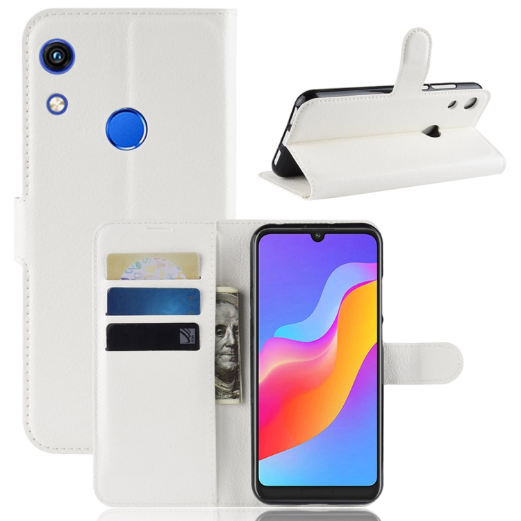 

Litchi Texture Horizontal Flip Leather Case for Huawei Honor 8A, with Wallet & Holder & Card Slots (White)