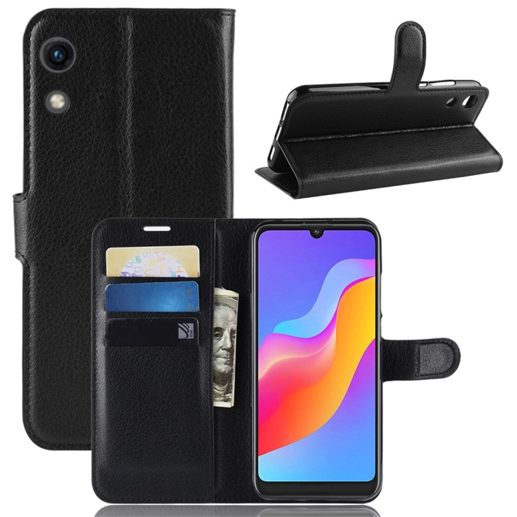 

Litchi Texture Horizontal Flip Leather Case for Huawei Honor Play 8A, with Wallet & Holder & Card Slots (Black)