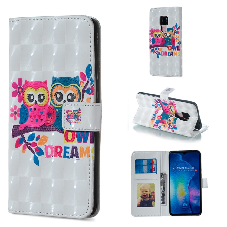 

Lovers Owl Pattern Horizontal Flip Leather Case for Huawei Mate 20, with Holder & Card Slots & Photo Frame & Wallet