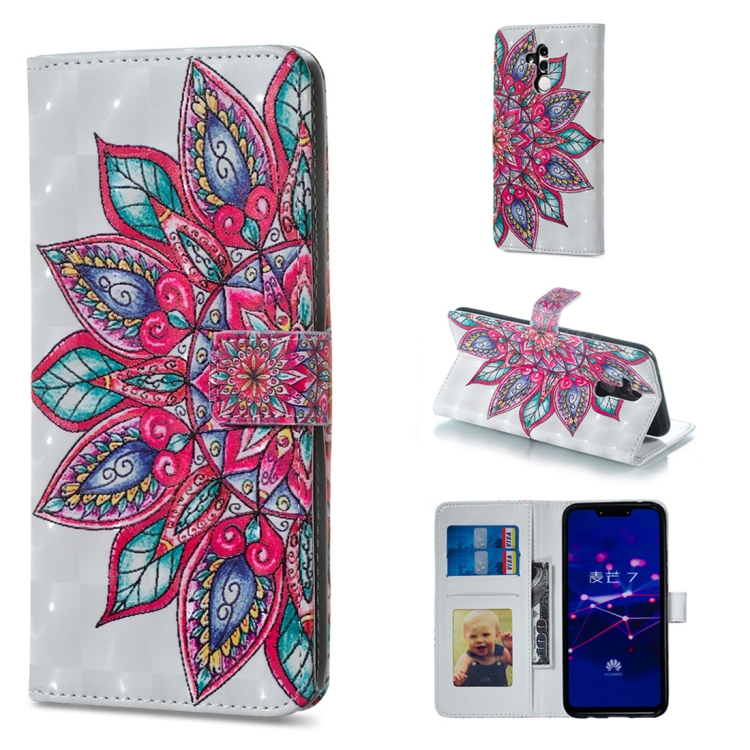 

Half Flower Pattern Horizontal Flip Leather Case for Huawei Mate 20 Lite, with Holder & Card Slots & Photo Frame & Wallet