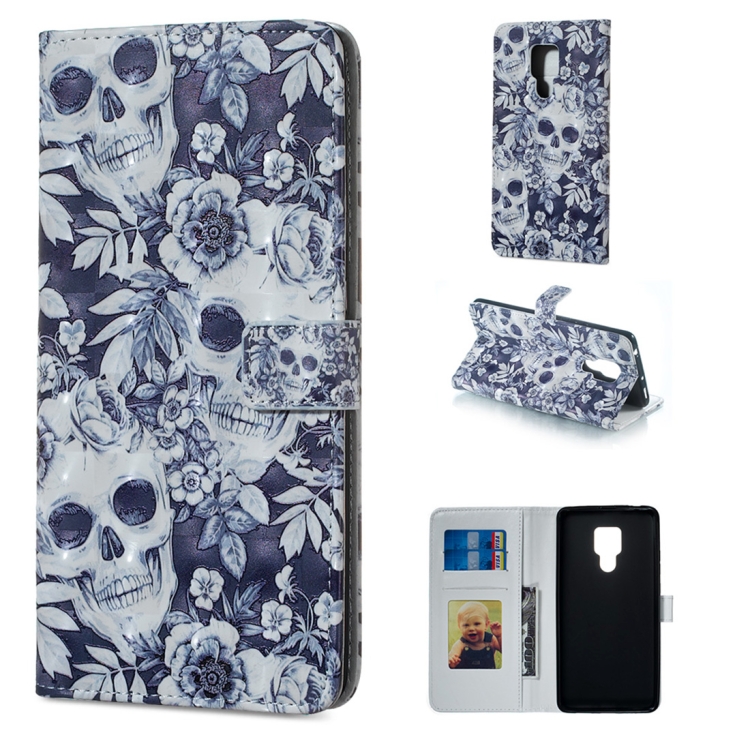 

Skull and Flower Pattern Horizontal Flip Leather Case for Huawei Mate 20 X, with Holder & Card Slots & Photo Frame & Wallet