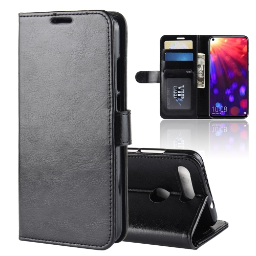 

R64 Texture Single Fold Horizontal Flip Leather Case for Huawei Honor View 20, with Holder & Wallet & Card Slots & Photo Frame(Black)
