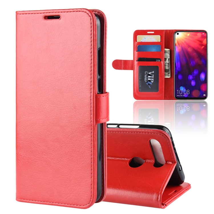 

R64 Texture Single Fold Horizontal Flip Leather Case for Huawei Honor View 20, with Holder & Wallet & Card Slots & Photo Frame(Red)