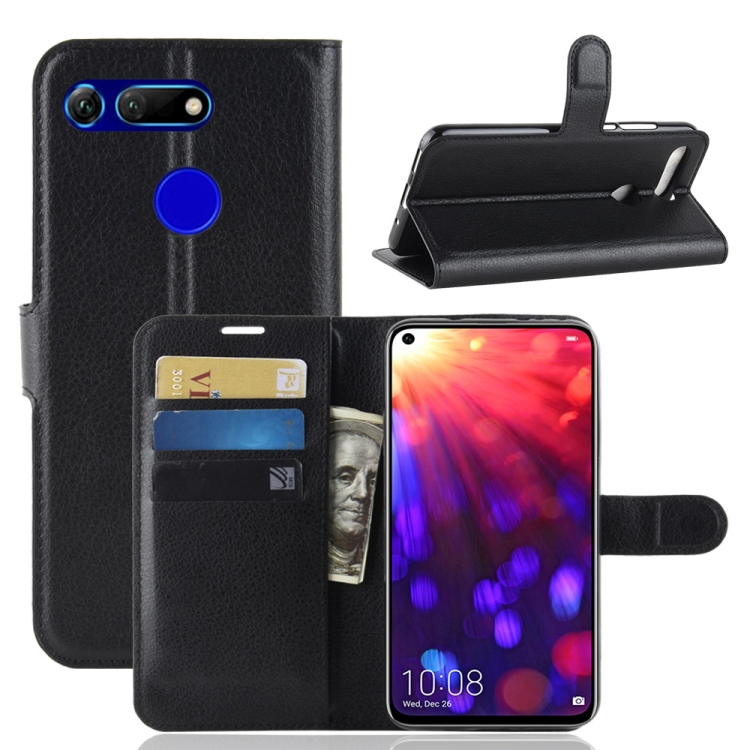 

Litchi Texture Horizontal Flip Leather Case for Huawei Honor View 20, with Wallet & Holder & Card Slots (Black)