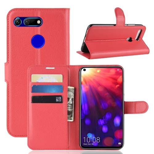 

Litchi Texture Horizontal Flip Leather Case for Huawei Honor View 20, with Wallet & Holder & Card Slots (Red)