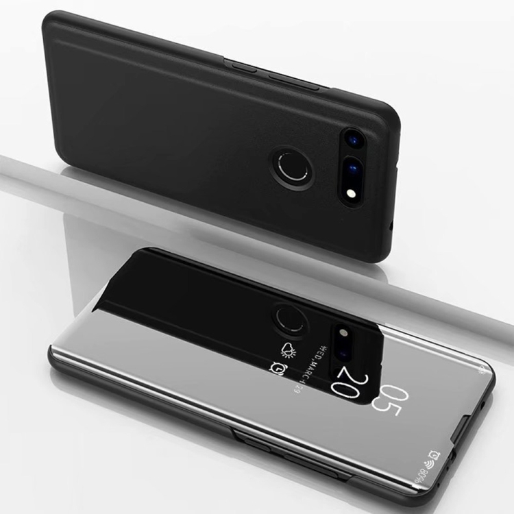

Electroplating Mirror Horizontal Flip Leather Case for Huawei View 20 , with Holder(Black)