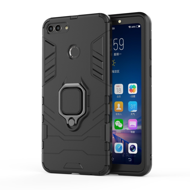 

PC + TPU Shockproof Protective Case for Huawei Y9 2018, with Magnetic Ring Holder (Black)