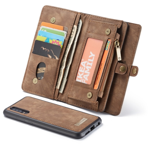 

CaseMe Detachable Multifunctional Horizontal Flip Leather Case for Huawei P30 Lite, with Card Slot & Holder & Zipper Wallet & Photo Frame(Brown)