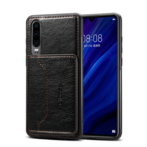 

Dibase TPU + PC + PU Crazy Horse Texture Protective Case for Huawei P30, with Holder & Card Slots (Black)