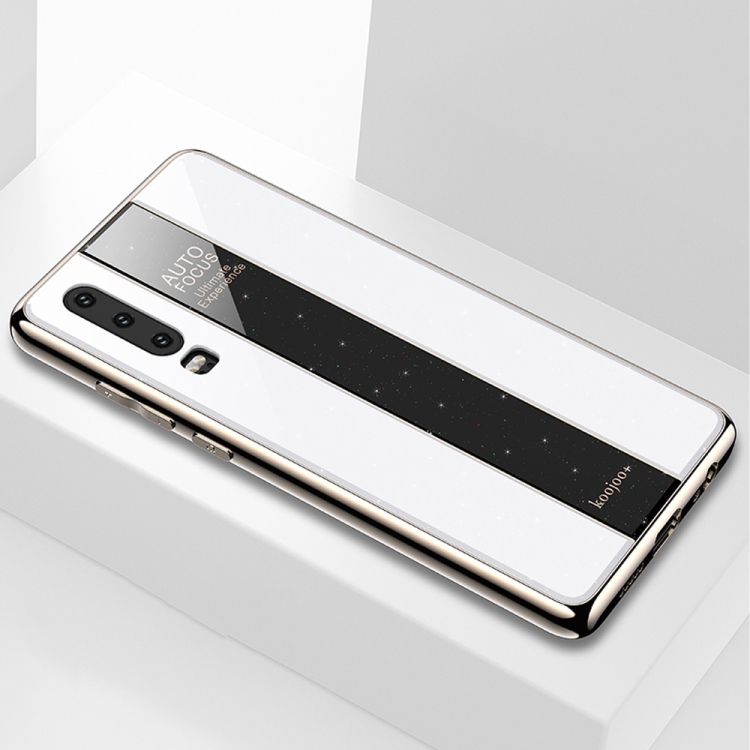 

Electroplated Mirror Glass Case for Huawei P30(White)