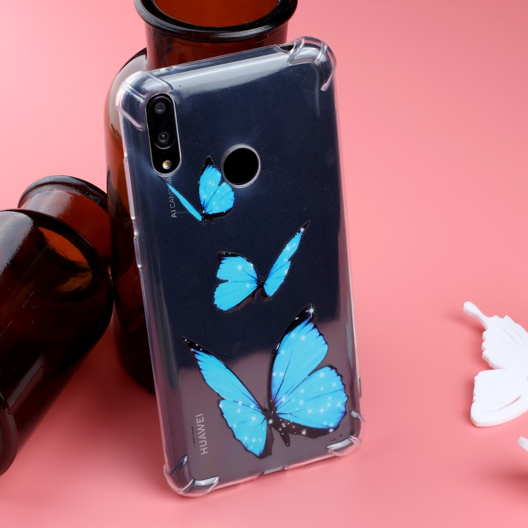

Pattern Oil Embossed TPU Case for Huawei Y7 2019 (Blue Butterfly Pattern)