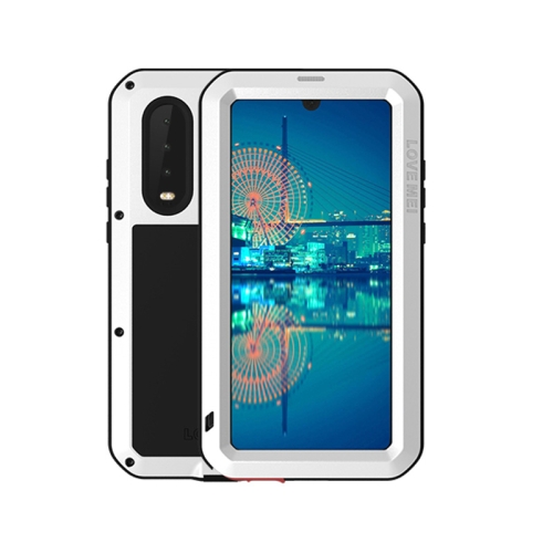 

LOVE MEI Powerful Dustproof Shockproof Splashproof Metal + Silicone Combination Case for Huawei P30 (White)