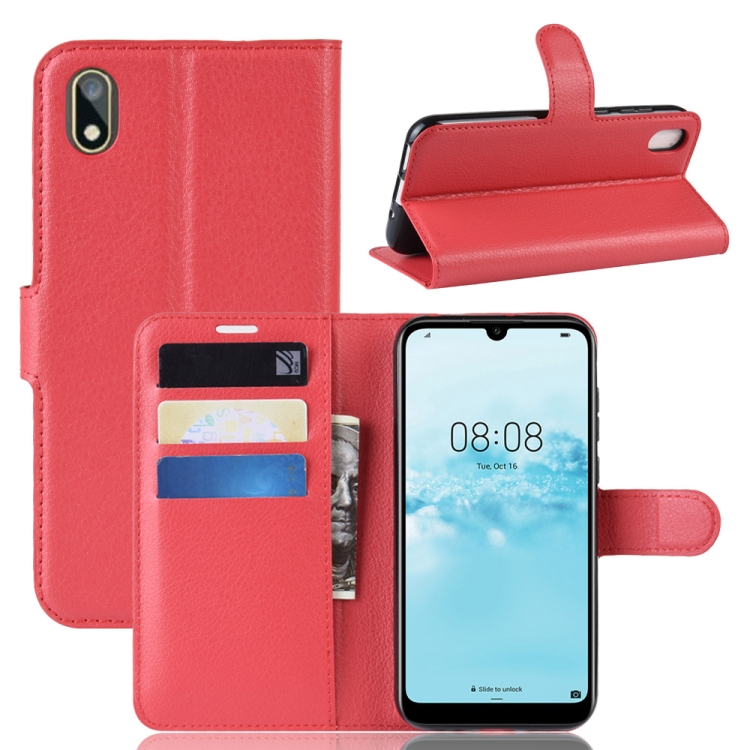 

Litchi Texture Horizontal Flip Leather Case for Huawei Y5 2019, with Wallet & Holder & Card Slots (Red)