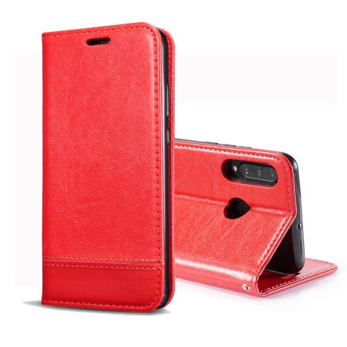 

Double-sided Absorption Splicing Horizontal Flip Leather Case for Huawei P30 Lite, with Holder & Card Slots & Lanyard (Red)