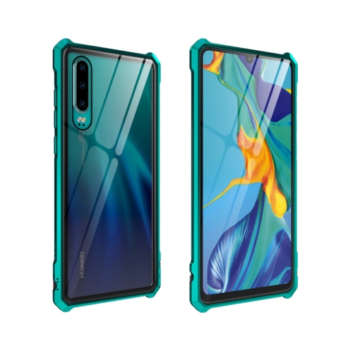 

Buckle Series Metal Frame + Tempered Glass Protective Case for Huawei P30(Green)