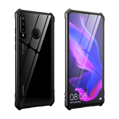 

Buckle Series Metal Frame + Tempered Glass Protective Case for Huawei P30 lite / nova 4e(Black)