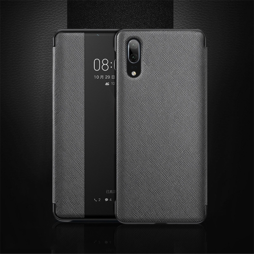 

Cross Texture Horizontal Flip Leather Case for Huawei P20, with Call Answering Function & Sleep / Wake-up (Black)