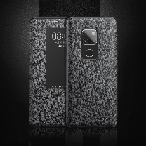 

Cross Texture Horizontal Flip Leather Case for Huawei Mate 20, with Call Answering Function & Sleep / Wake-up (Black)