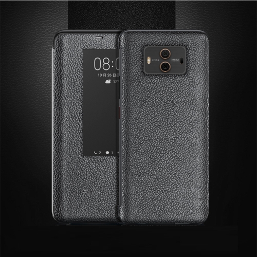 

Top-grain Horizontal Flip Leather Case for Huawei Mate 10, with Call Answering Function & Sleep / Wake-up (Black)