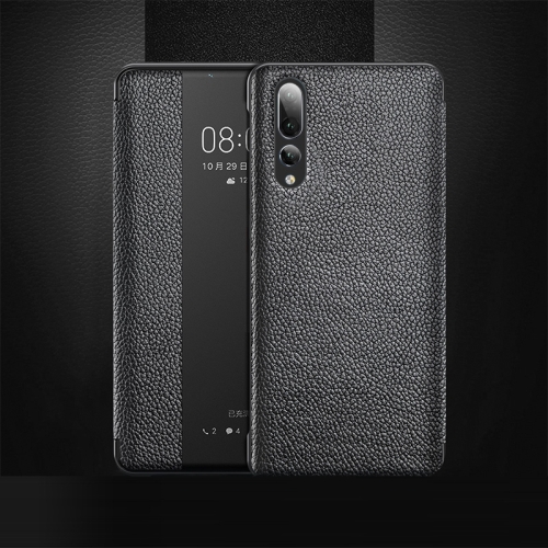 

Top-grain Horizontal Flip Leather Case for Huawei P20 Pro, with Call Answering Function & Sleep / Wake-up (Black)