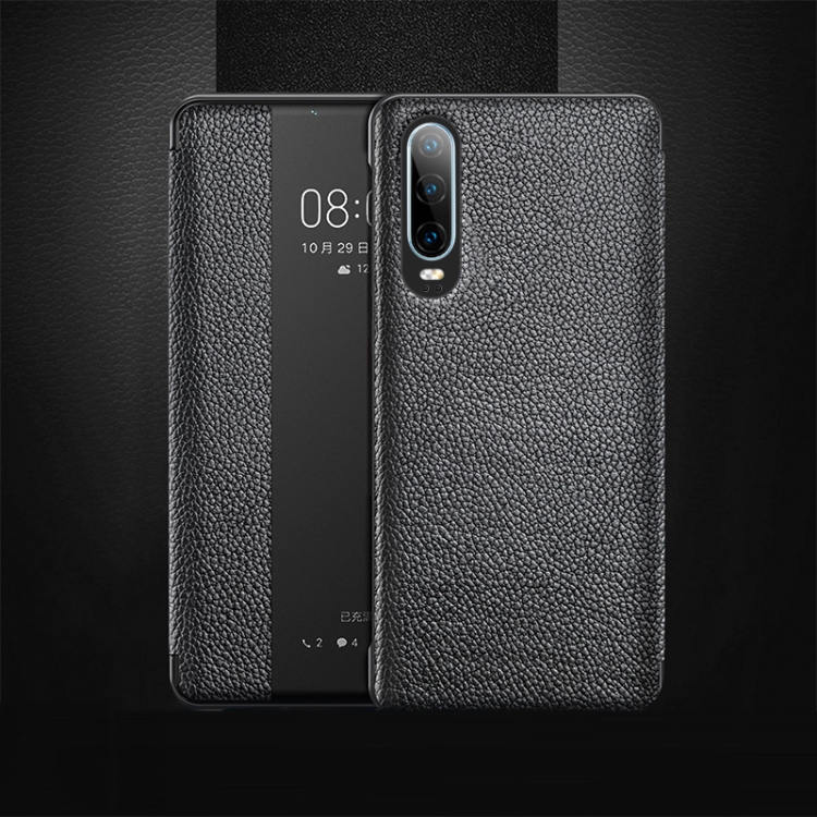

Top-grain Horizontal Flip Leather Case for Huawei P30, with Call Answering Function & Sleep / Wake-up (Black)