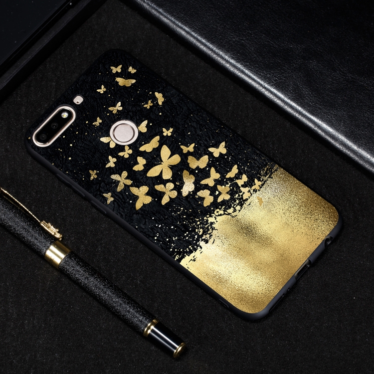 

Gold Butterfly Painted Pattern Soft TPU Case for Huawei Y7 (2018)